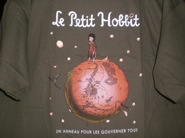 Tee Fury Hobbit Large &quot;Le Petit Hobbit&quot; Frodo Little Prince Mash Up Army Green - $14.00