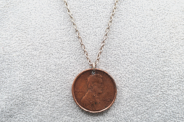Vtg Lorelei Necklace w/ 1914 Large One Cent Wheat Penny Orig. Tags 22" - $14.99