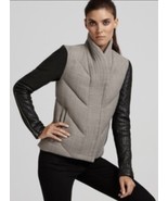 Helmut Lang Strata Wool and Leather Sleeve Quilted Puffer Jacket Gray Bl... - $340.55 CAD