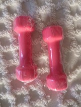Pair BRAND NEW Sealed 2 POUND PINK Dumbbell WEIGHTS - £7.97 GBP
