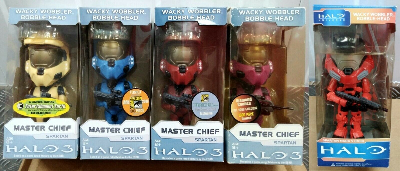 FUNKO Wacky Wobbler: Halo 3 Master Chief x 4, Spartan Mark V (Set of 5) - £232.05 GBP