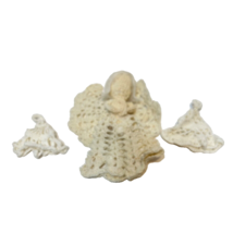 Vintage Handmade Crocheted Angel and Bells Christmas Ornaments Lot of 3 - £8.32 GBP