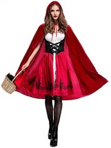 Halloween Little Red Riding Hood Adult Cosplay Party Costume - £24.05 GBP