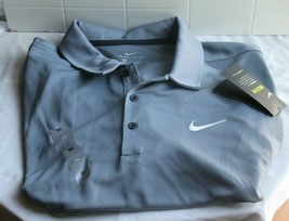 NWT Mens Nike Golf Dri Fit Swoos Breathe Texture Polo Shirt Charcoal Gra... - $36.63