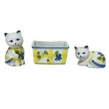 Vtg Andrea by Sadek Porcelain Cat Salt &amp; Pepper Shakers Tea Bag Sugar Sub Holder - £19.12 GBP