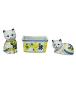 Vtg Andrea by Sadek Porcelain Cat Salt &amp; Pepper Shakers Tea Bag Sugar Su... - £18.74 GBP