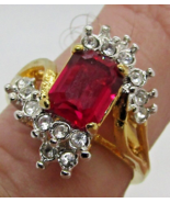 Woman&#39;s Seta Gold Tone Faux Sapphire and Diamond Ring Size 6.5  - $78.21