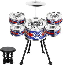 M Sanmersen Kids Drum Set Jazz Drum Kit 8 Piece For Toddler Educational, Blue - $44.98