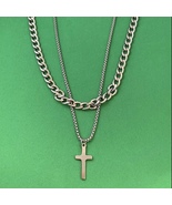 Titanium Steel Layered Cross Pendant Necklace for Men Women - $13.99