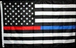 Thin Blue &amp; Red Line American Flag 3x5 ft First Responders Police Firemen US USA - £8.62 GBP