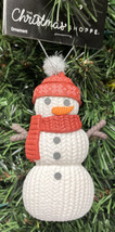 Snowman Christmas Ornament 3.5&quot; Knit Look Clay Farmhouse Country Style - $8.25