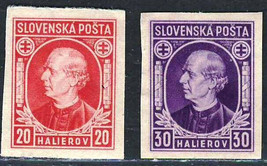 Slovakia 1939 Very Fine Mint Ng Imperf. Stamps Set Scott # 28a-29a Andrej Hlinka - £1.13 GBP