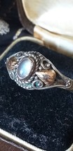 Antique Vintage 1930-s Moonstone Silver and 9 Gold Ring  UK Size T, US 9... - $97.02