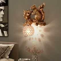 interoknack Antique Gold Squirrel Wall Sconce  Rechargeable Resin and C... - $249.00