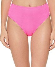MSRP $58 Dkny Textured High-Waist Bikini Bottom Swimsuit Hot Pink Size Large - £9.05 GBP
