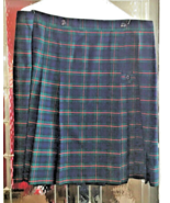 Girls Sz 18.5T Waist 40 Plaid Blue, Red &amp; Green Uniform Skirt. Below Knee - £13.22 GBP