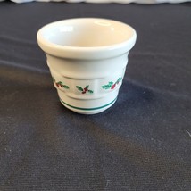 Longaberger Pottery Christmas Holiday Holly Votive Candle Cup Holder Gre... - $7.91