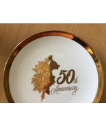 Saji fine china Japan 50th anniversary plate gold edge &amp; gold flower fre... - £32.47 GBP