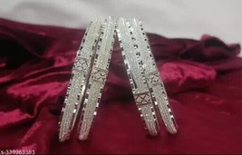 Indian Women Silver Oxidized Bangles/ Bracelet Set Fashion Wedding Jewelry Gift - £24.41 GBP