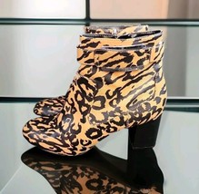 Calvin Klein Womens 8.5 Ankle Booties Leopard Print Cattee Chunky Heel S... - $19.65