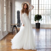 Beautiful Dress Bride Gown Simple Beach Bohemian Illusion Bridal Dress S... - $385.99