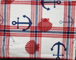Printed Fabric Kitchen Tablecloth,60x84&quot;Oval,NAUTICAL,SEASHELLS,ANCHORS Away,Ccl - £19.77 GBP