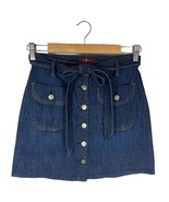 7 For All Mankind Mini Skirt Womens 25 Denim Button Up Front Belted Blue - £31.18 GBP