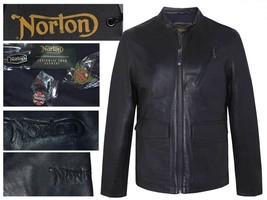 Norton Men&#39;s Leather Jacket M Or 2XL NR03 T3P - £175.11 GBP