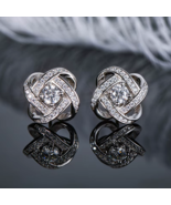 Luxury 14K 925 Sterling Silver 0.6CT Twisted Knot Moissanite Stud Earrings - $1,850.77 MXN