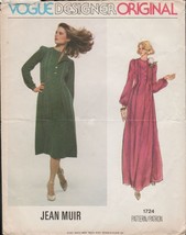 Vogue 1724 Jean Muir 1970s Maxi or Midi Dress Pleated Bodice Pattern Sz 10 Uncut - £26.49 GBP