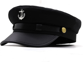 Men&#39;S Yacht Captain Skipper Anchor Hat, Newsboy Cap Chauffeur Hat Cabbie Paperbo - £10.90 GBP