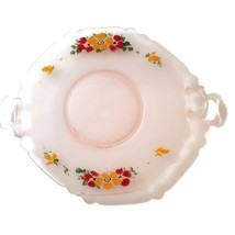 Lancaster Depression Glass Two Handled Tray Platter Kay Satin Pink Hand Painted - £25.89 GBP