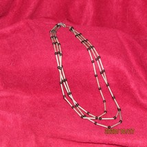 necklace 3-strand 15-17&quot; black &amp; silver (jeweL DD) - £3.95 GBP