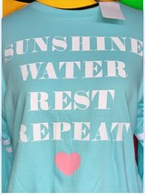 Sunshine Water Rest Repeat ladies aqua long sleeve tee NEW by Might Fine... - $24.09