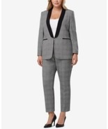 MSRP $170 Tahari Asl Plus Size Plaid Shawl-Collar Blazer ONLY Charcoal S... - $128.63 CAD