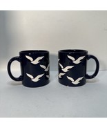 2 Waechtersbach W Germany Ceramic Coffee Mug Cobalt Navy Blue White Seag... - £23.56 GBP