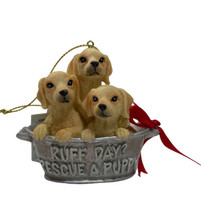 Rescue Puppies in a Tub Resin Christmas Ornament Dogs Kurt Adler - $12.14