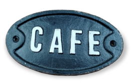 Distressed Vintage Look - Cast-Iron Cafe Wall Sign - 7.25 in Oval (New) - £8.24 GBP