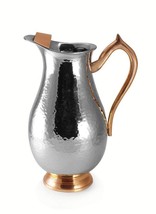 Copper Water Jug Arabic style Stainless Steel Hammered Design Handle Pit... - £76.75 GBP