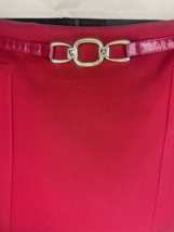 Celine Paris Pencil Skirt Womens Size 48 US 16 Red 100% Wool Gold Chain ... - $143.55