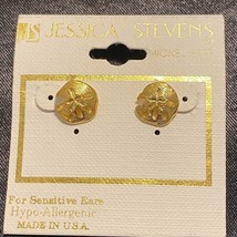 New Vintage Jessica Stevens 24K Gold Tone Metal Earrings - £19.46 GBP