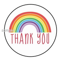 30 THANK YOU RAINBOW ENVELOPE SEALS LABELS STICKERS 1.5&quot; ROUND GIFTS TAGS - $7.49