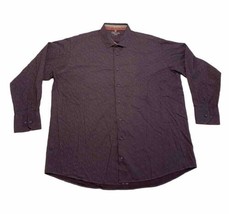 Luchiano Visconti Uomo Flip Cuff Button Shirt Size 2XLB Purple Paisley Preppy - £18.29 GBP