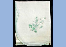 Vintage Christmas Holly Tablecloth 35x35 w/BOX Unused Embroidery Great Britain - £32.97 GBP