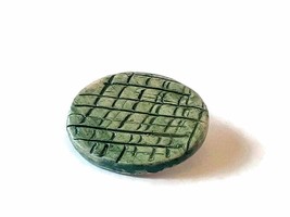 Green Textured Brooch Pin For Women, Artisan Ceramic Jewelry, Lapel Pin For Him - $31.60