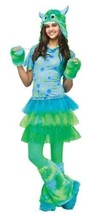 Teen Girls Monster Miss Dress Hood Gloves Leg Warmers 6 Pc Halloween Costume-0/9 - £27.84 GBP