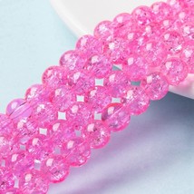 50 Crackle Glass Beads 8mm Pink Veined Bulk Jewelry Supplies Mix - £5.88 GBP