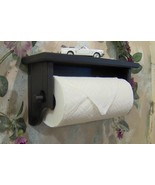 Paper towel holder shelf wall solid wood black - £51.75 GBP