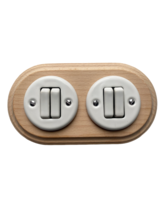 Wooden Porcelain Switch Double 2 Gang Two-Way Natural Beige White Diameter 7&quot; - £42.17 GBP