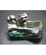 Vintage 1950s Brush McCoy Ceramic Porcelain Racoon Green Log Planter 6.5... - $29.99